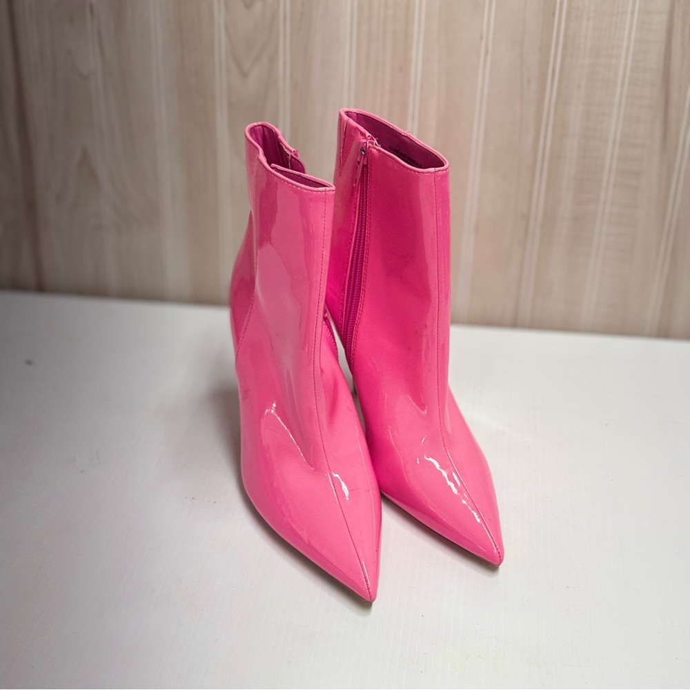 INC International Concepts Glossy Pink Ankle Booties - Picture 1 of 8